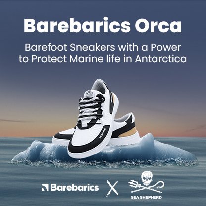 Size 5 | Barefoot Sneakers Barebarics Revive X Sea Shepherd - Orca | Barebarics