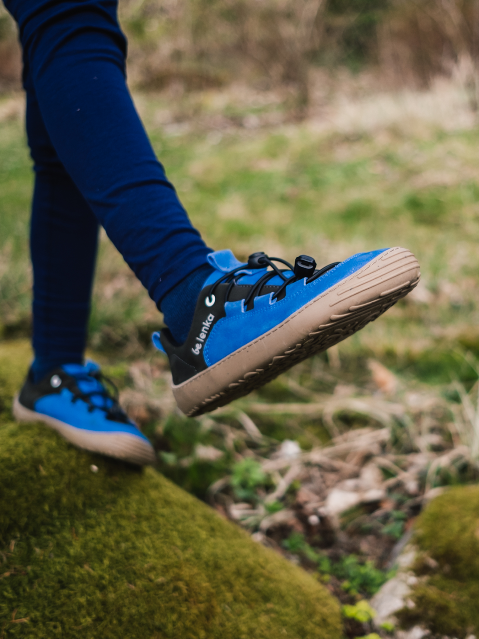 Be Lenka Kids barefoot sneakers - Xplorer - Blue & Olive Black