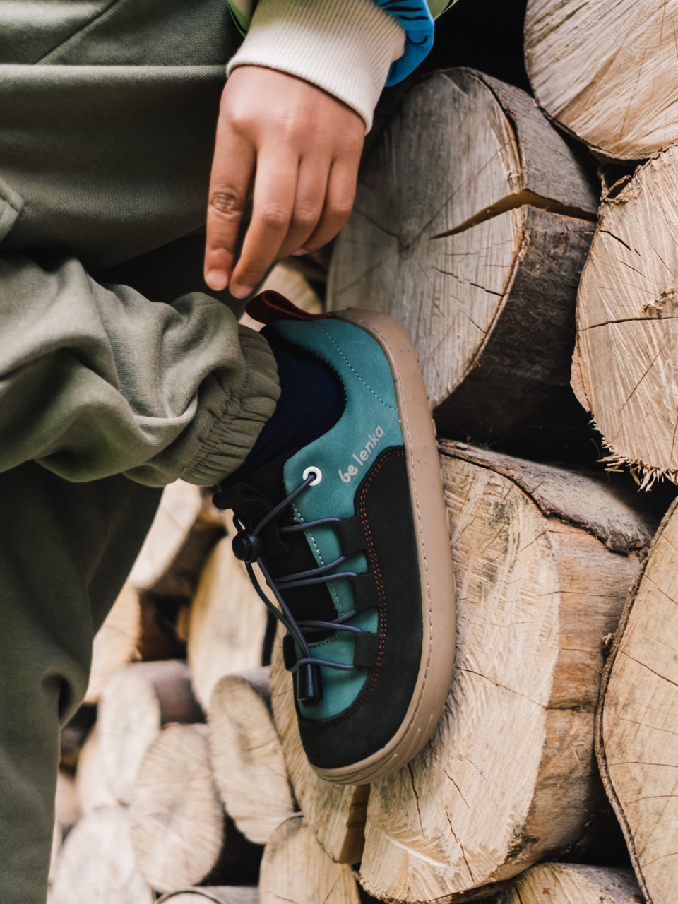 Be Lenka Kids barefoot sneakers - Xplorer - Olive Black & Sage Green