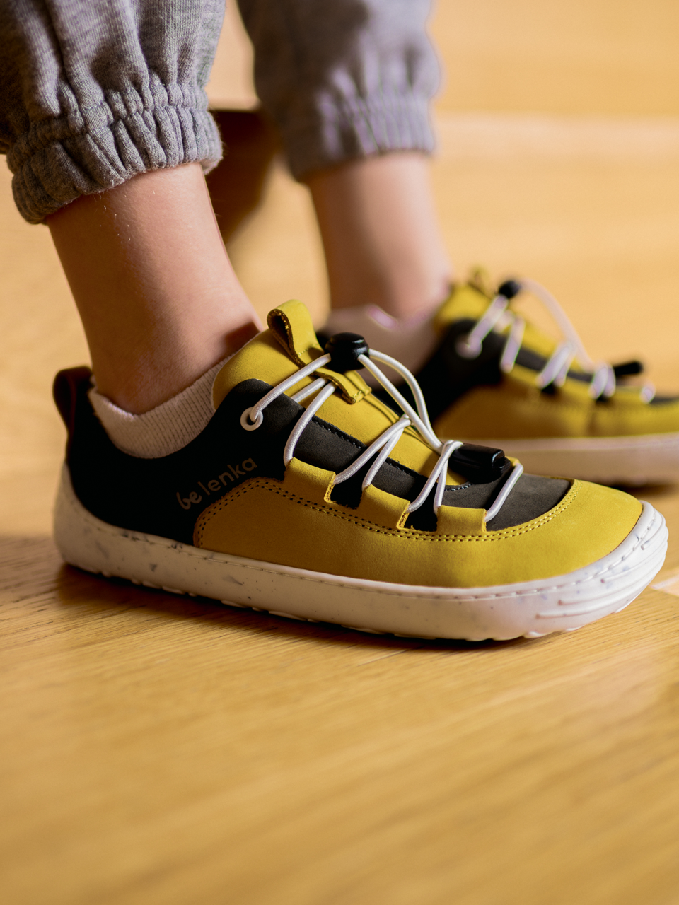 Kids barefoot sneakers Be Lenka Xplorer - Yellow & Olive Black
