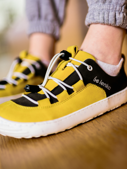 Kids barefoot sneakers Be Lenka Xplorer - Yellow & Olive Black