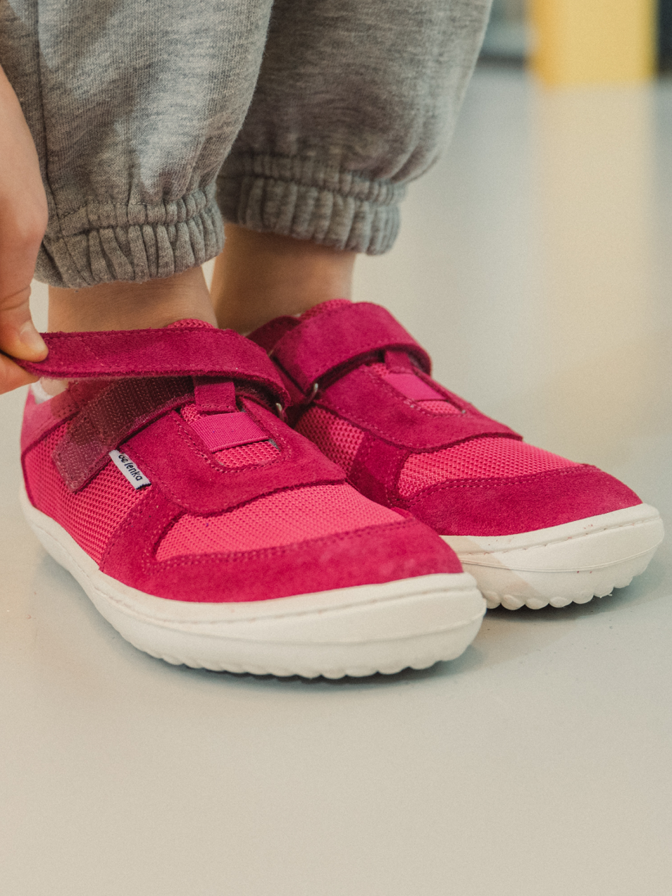 Be Lenka Kids barefoot sneakers Joy - Dark Pink & White