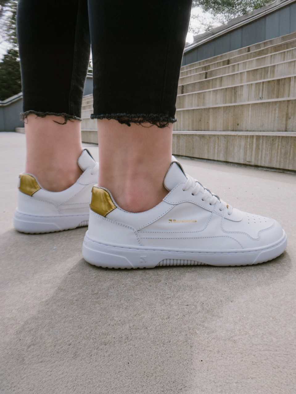 Barefoot Sneakers Barebarics Zing - White & Gold - Leather