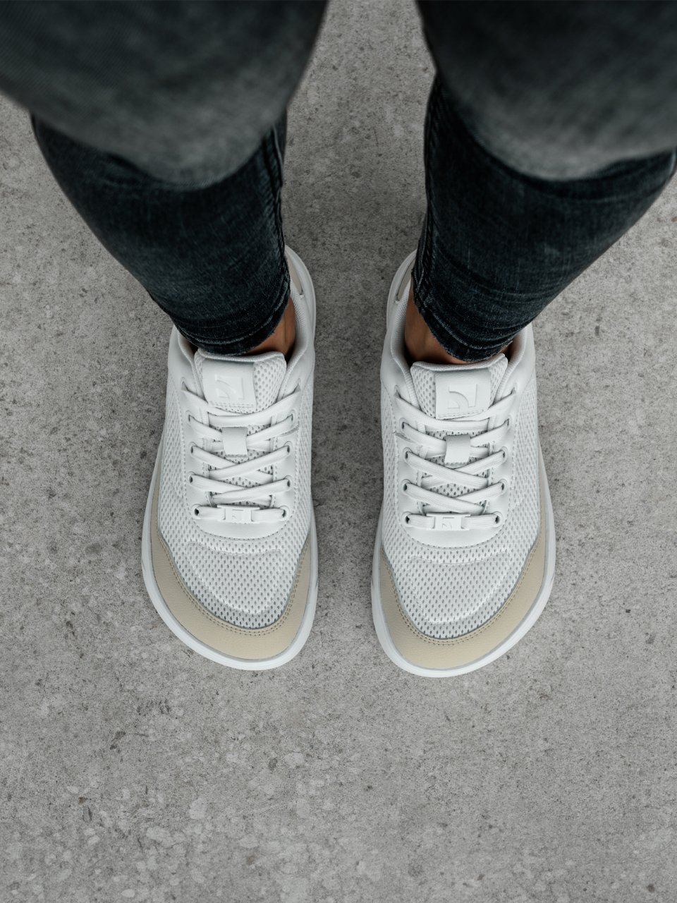 Barefoot Sneakers Barebarics Vaporo - White & Beige