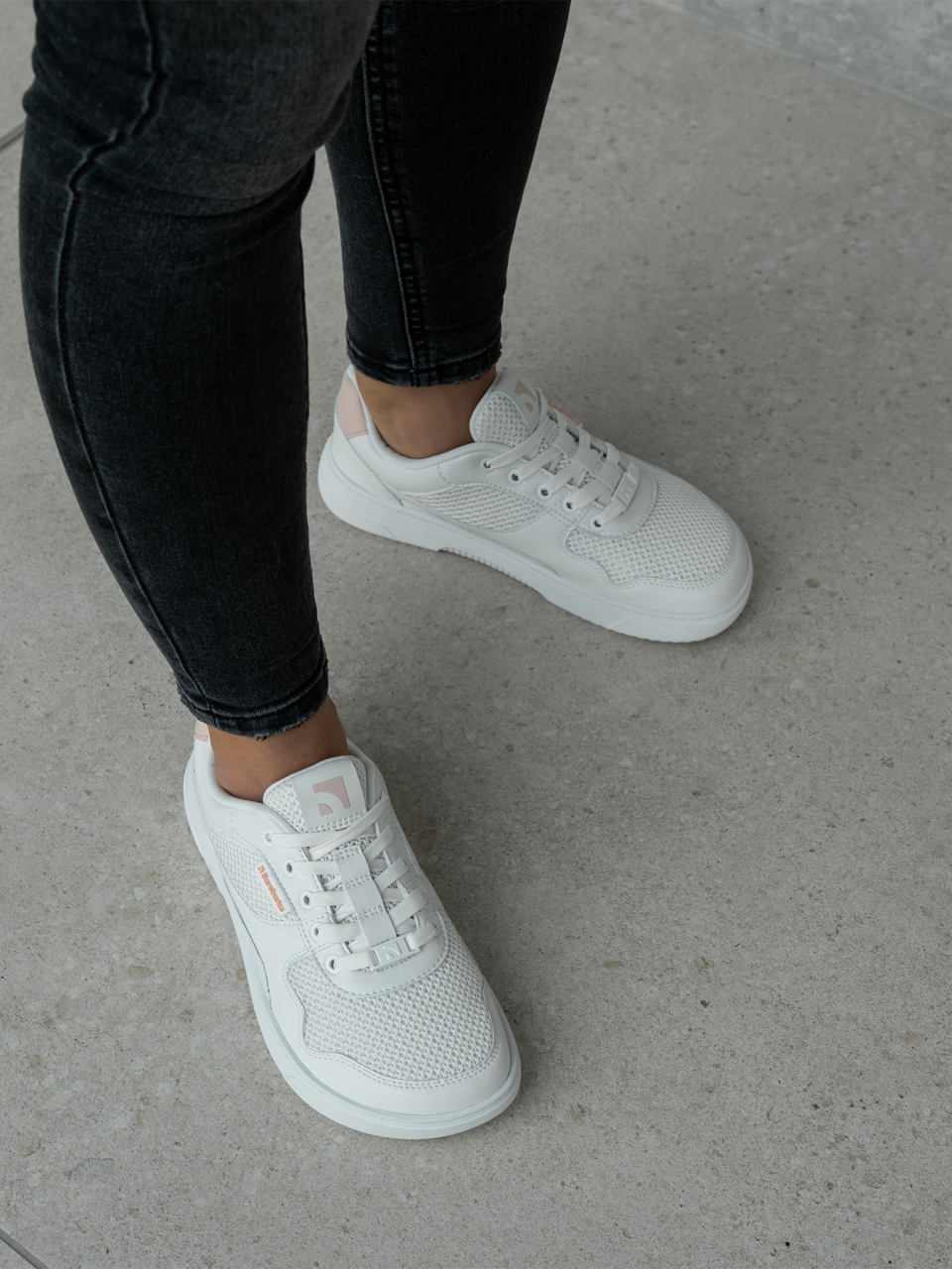 Barefoot Sneakers Barebarics Zing - Fresh - White & Coral Pink