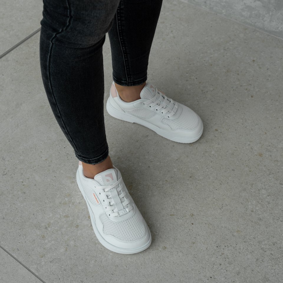 Barefoot Sneakers Barebarics Zing - Fresh - White & Coral Pink
