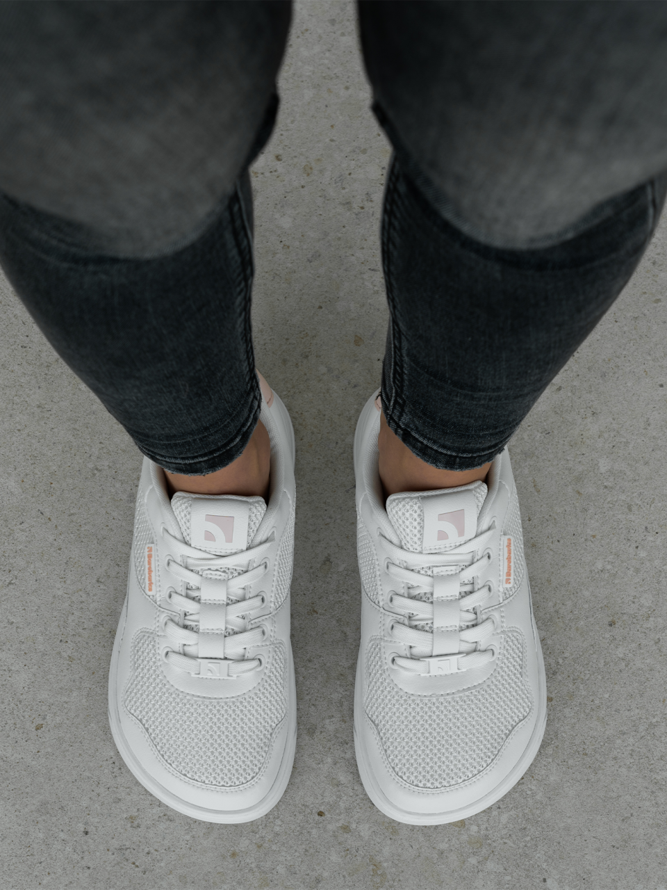 Barefoot Sneakers Barebarics Zing - Fresh - White & Coral Pink