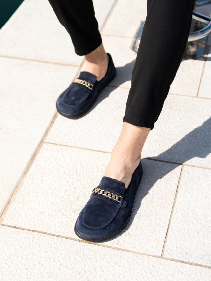 Barefoot Moccasins Be Lenka Prestage - Navy & Gold