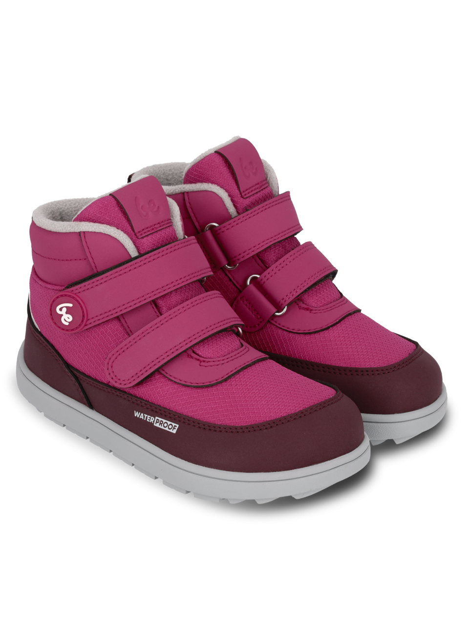 Kids winter barefoot boots Be Lenka Zippu Junior - Berry & Grey