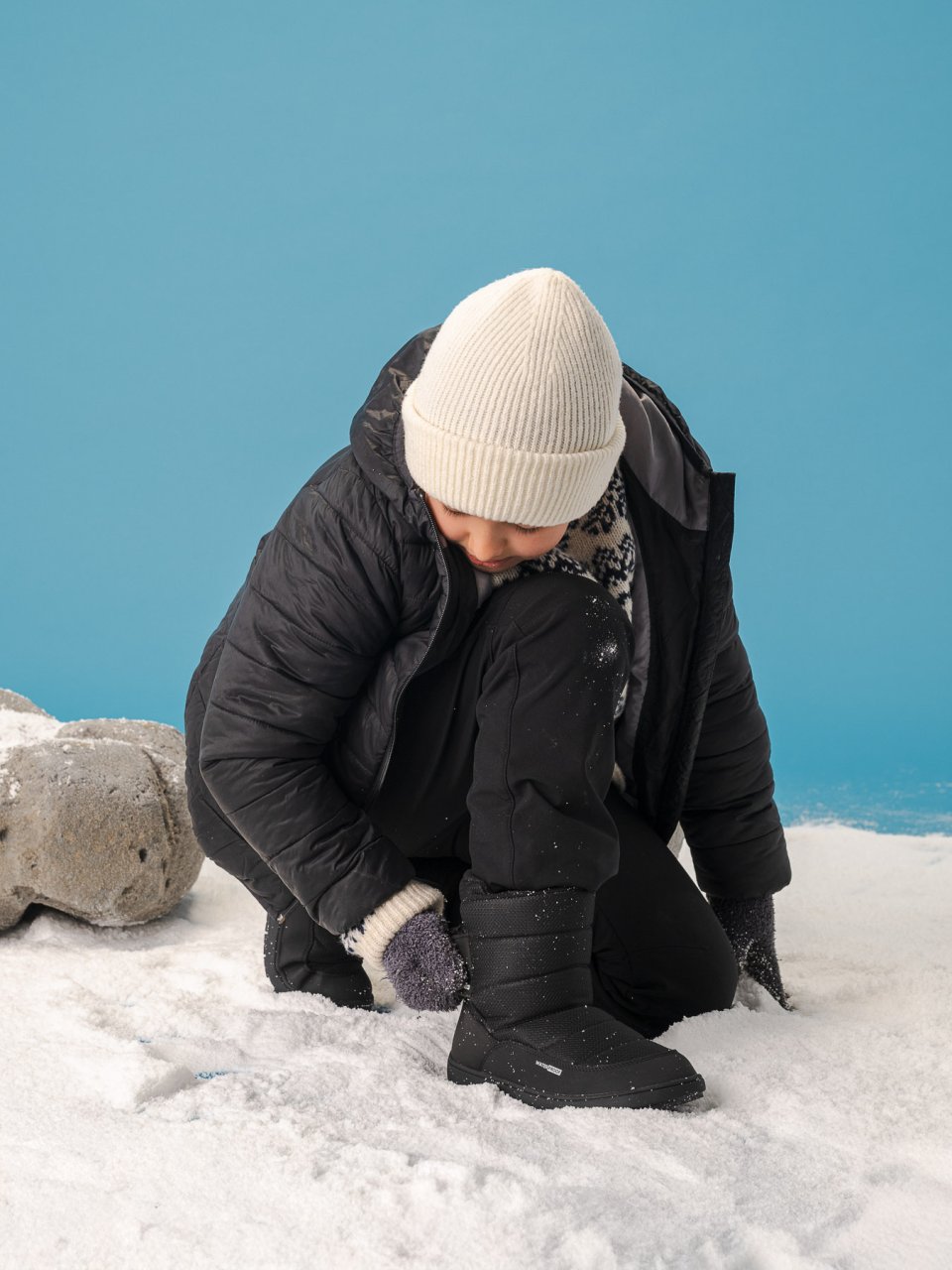 Kid's barefoot snow boots Be Lenka Ailo Junior - All Black