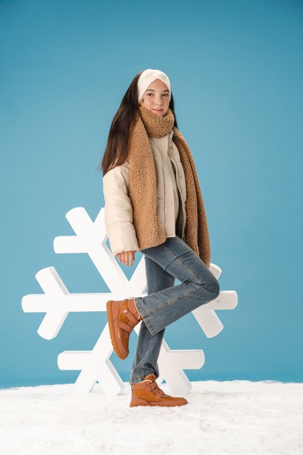 Kids winter barefoot boots Be Lenka Zippu Junior - All Brown