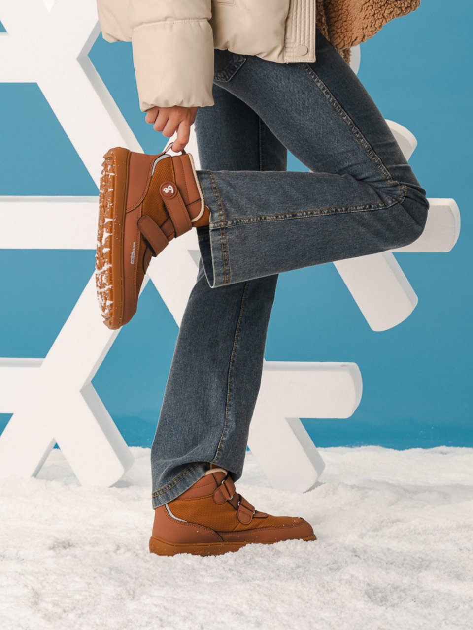 Kids winter barefoot boots Be Lenka Zippu Junior - All Brown