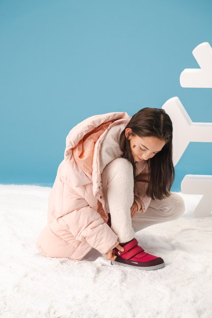 Kids winter barefoot boots Be Lenka Zippu Junior - Berry & Grey