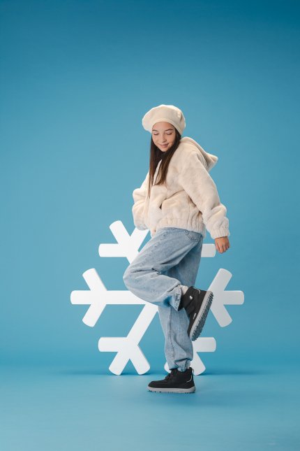 Kids winter barefoot boots Be Lenka Zippu Junior - Black & Grey