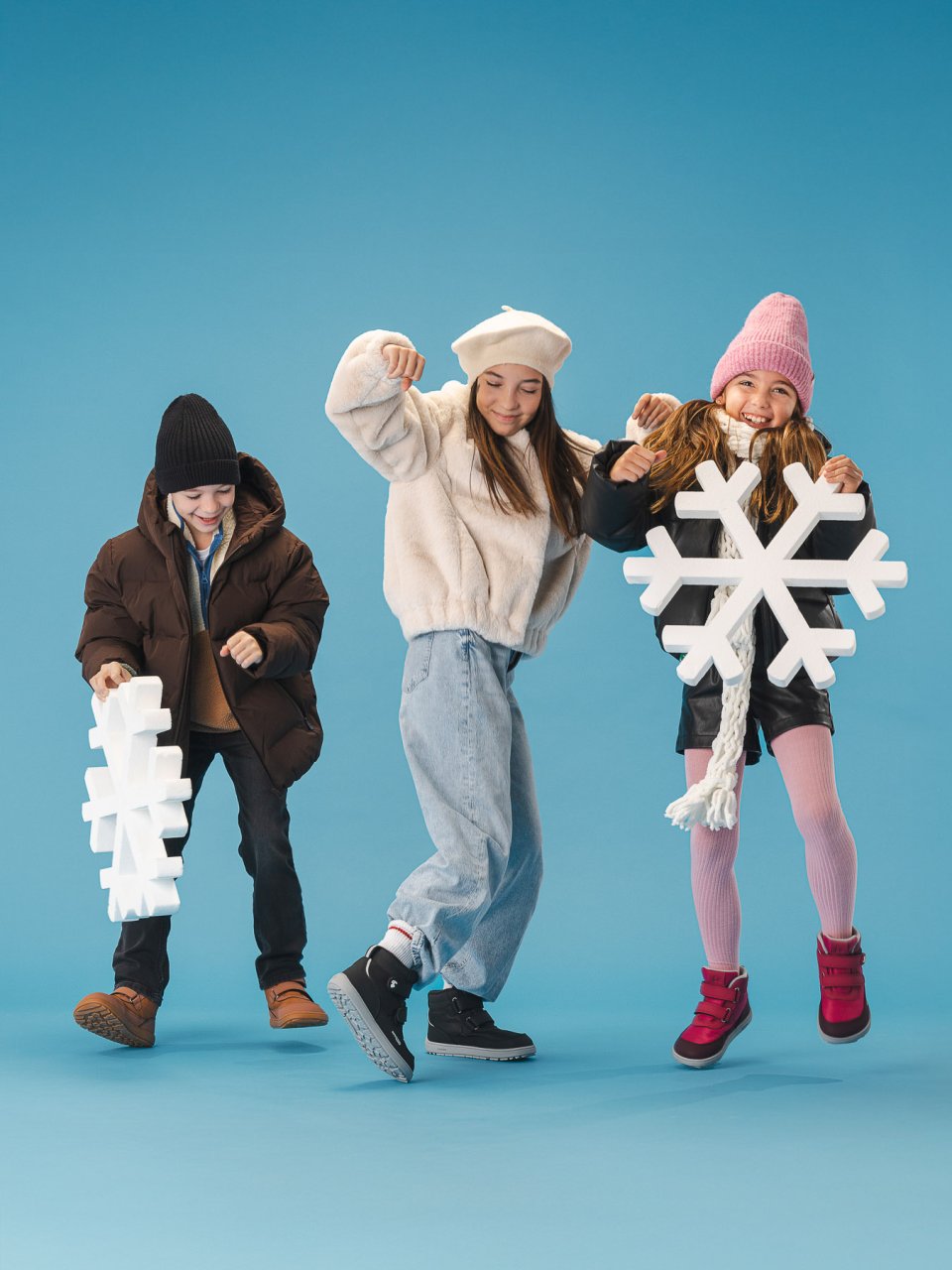 Kids winter barefoot boots Be Lenka Zippu Kids - Berry & Grey