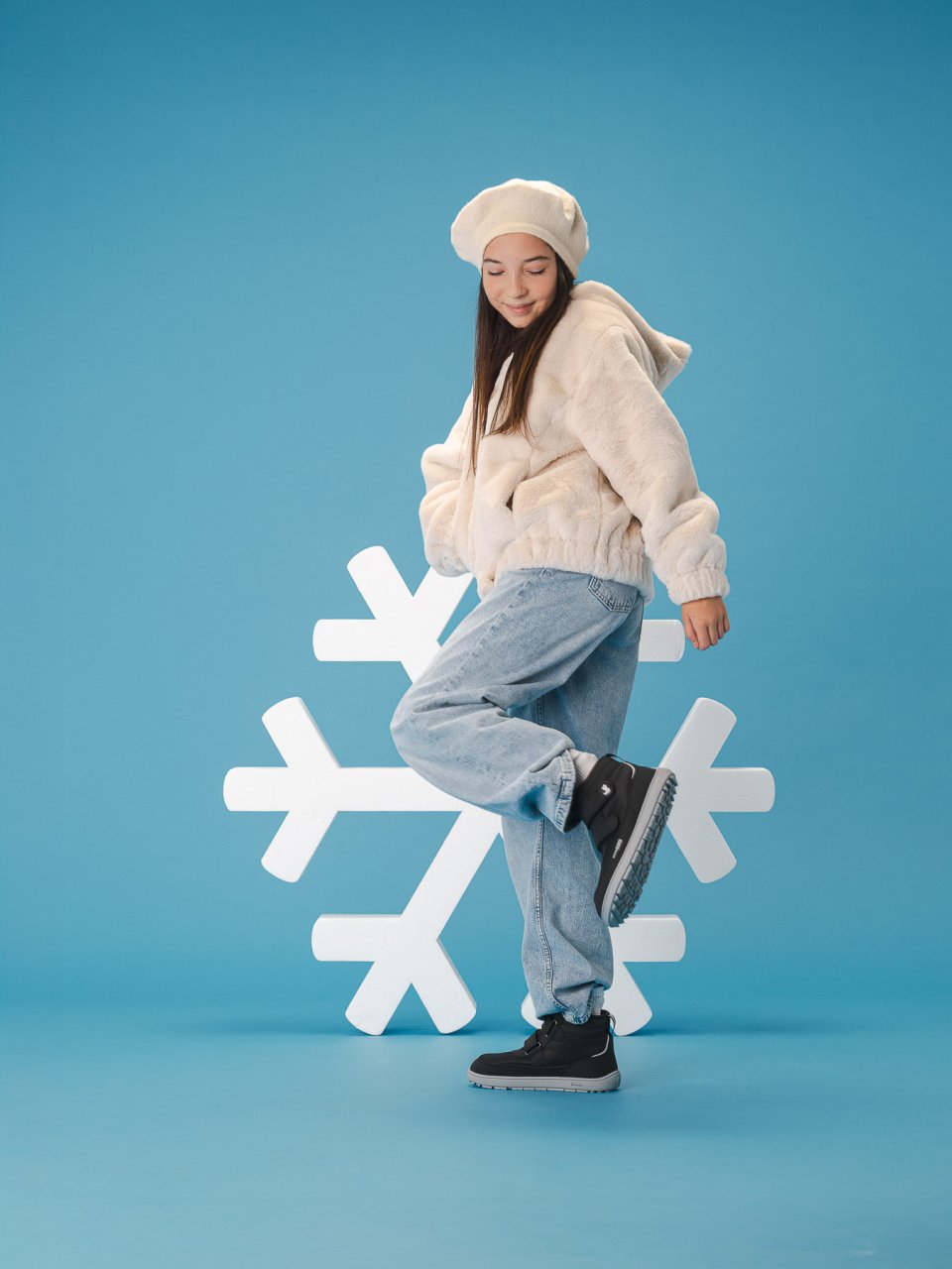 Kids winter barefoot boots Be Lenka Zippu Junior - Black & Grey