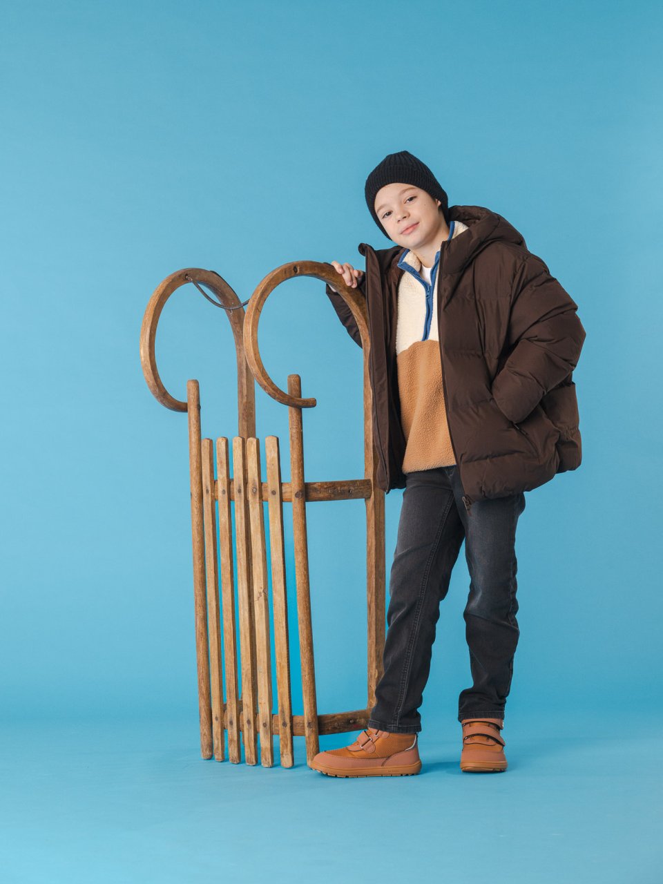 Kids winter barefoot boots Be Lenka Zippu Kids - All Brown