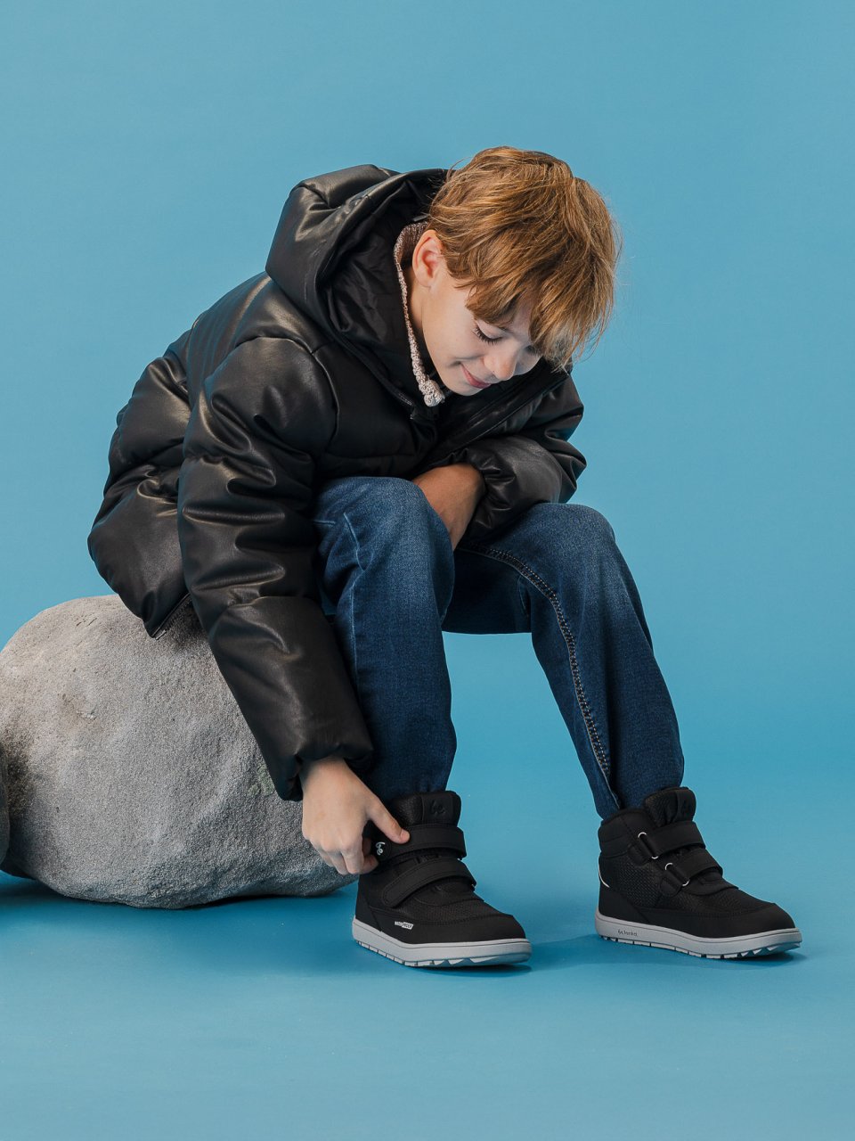 Kids winter barefoot boots Be Lenka Zippu Kids - Black & Grey