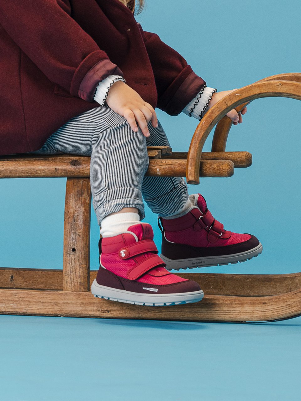 Kids winter barefoot boots Be Lenka Zippu Preschool - Berry & Grey