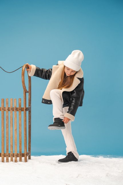 Kids winter barefoot boots Be Lenka Zippu Preschool - Black & Grey