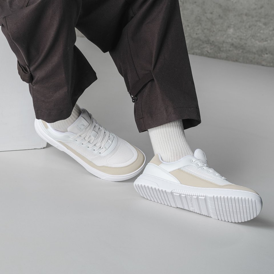 Barefoot Sneakers Barebarics Vaporo - White & Beige