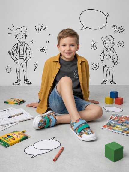 Kids barefoot sneakers Be Lenka Canvi Kids - Comics Color