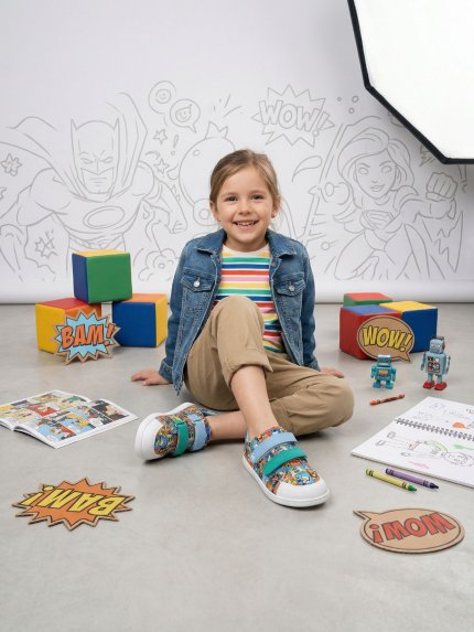 Kids barefoot sneakers Be Lenka Canvi Preschool - Comics Color