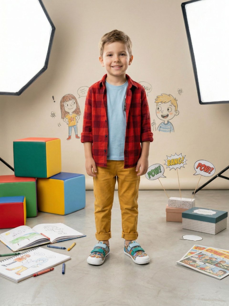 Kids barefoot sneakers Be Lenka Canvi Preschool - Comics Color