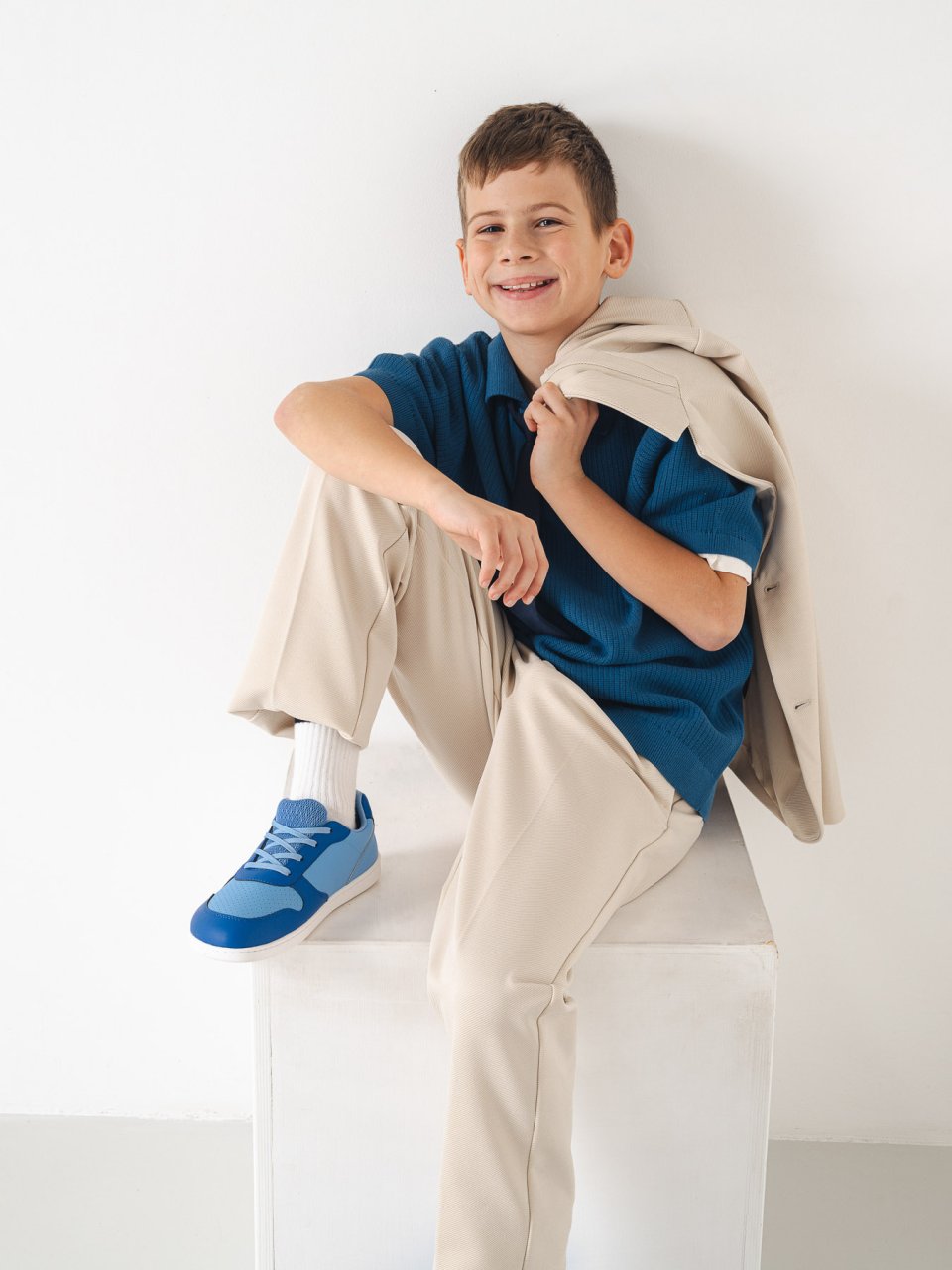 Kids barefoot sneakers Be Lenka Scoot Junior - Light & Royale Blue