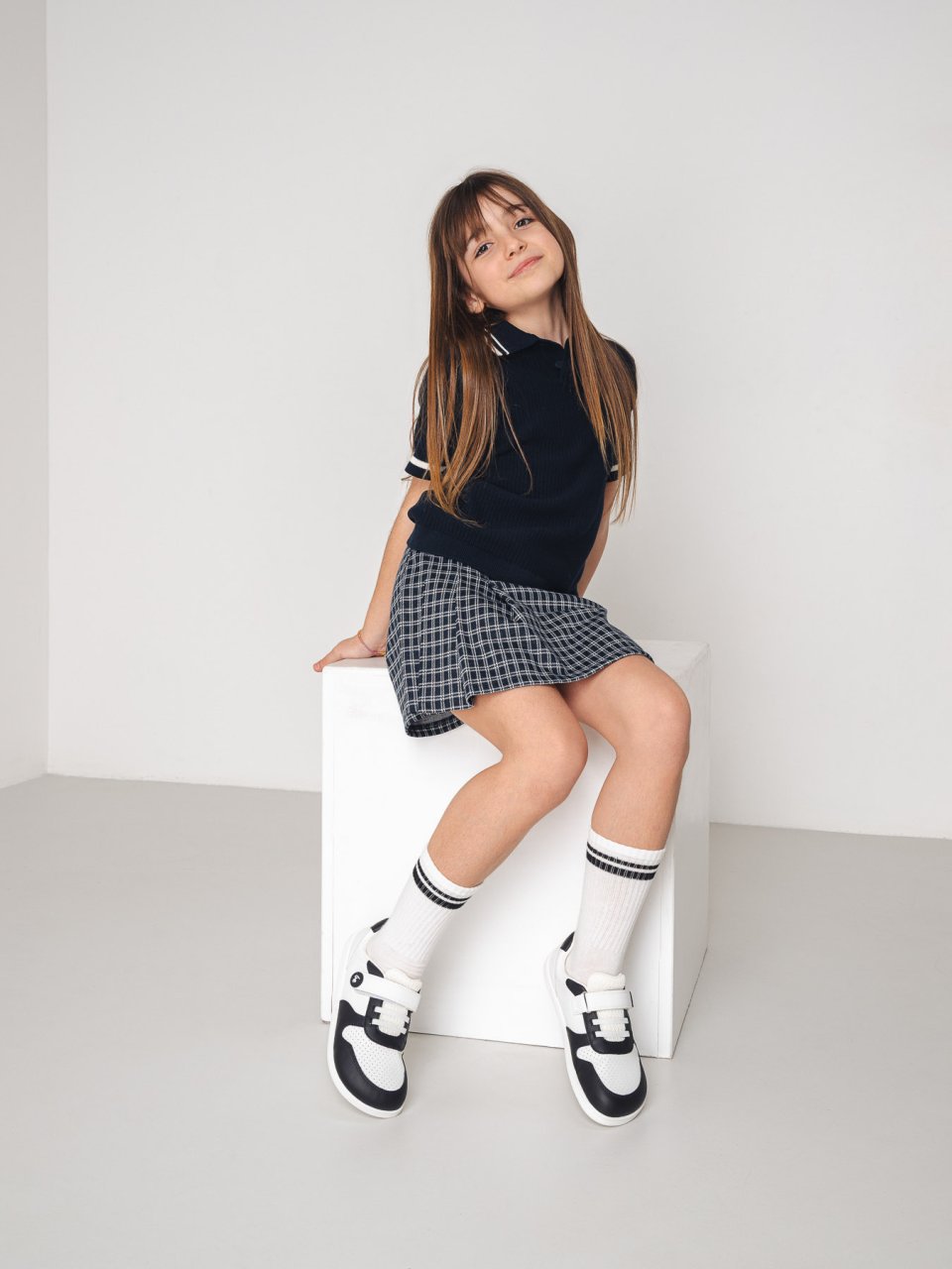 Kids barefoot sneakers Be Lenka Scoot Junior - White & Black