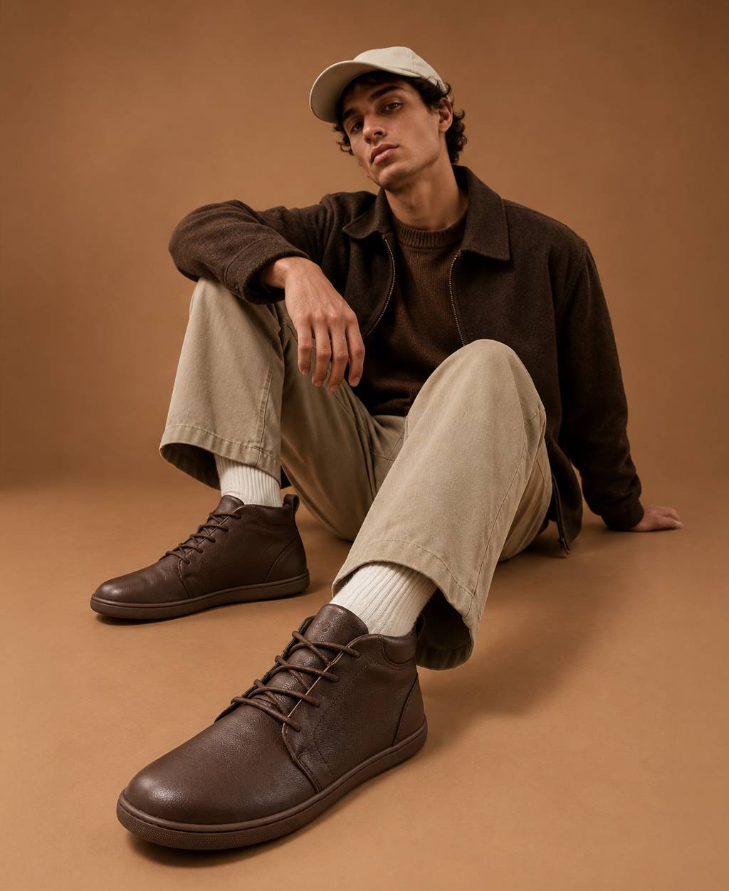 Men's barefoot shoes Be Lenka - model sitting in an autumn outfit