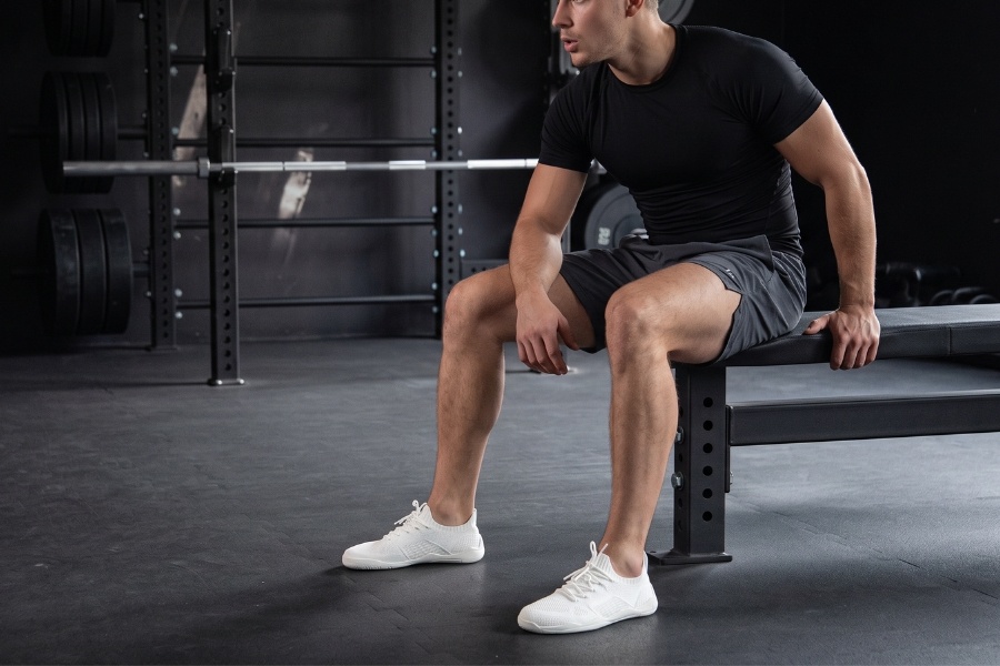 Men's barefoot training shoes in the gym
