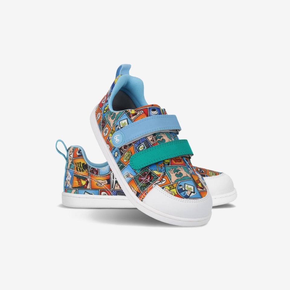 Kids barefoot sneakers Be Lenka Canvi Preschool - Comics Color