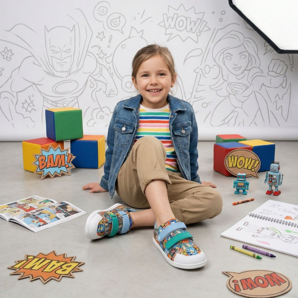 Kids barefoot sneakers Be Lenka Canvi Preschool - Comics Color